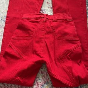 NEW REVICE star design red denim pants